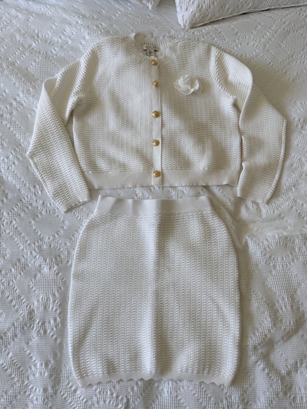 Rachel Zoe White Textured Knit Two Piece Set